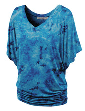 Load image into Gallery viewer, Short Sleeve V Neck Tie-Dye Dolman Top
