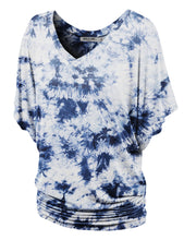 Load image into Gallery viewer, Short Sleeve V Neck Tie-Dye Dolman Top
