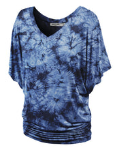 Load image into Gallery viewer, Short Sleeve V Neck Tie-Dye Dolman Top
