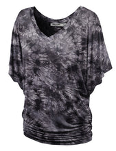 Load image into Gallery viewer, Short Sleeve V Neck Tie-Dye Dolman Top
