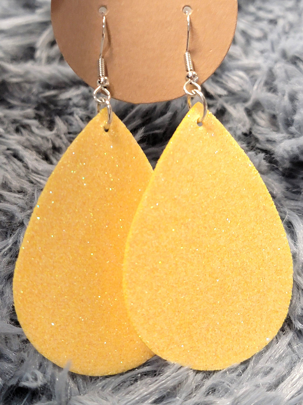 Yellow Glitter Teardrop Earrings