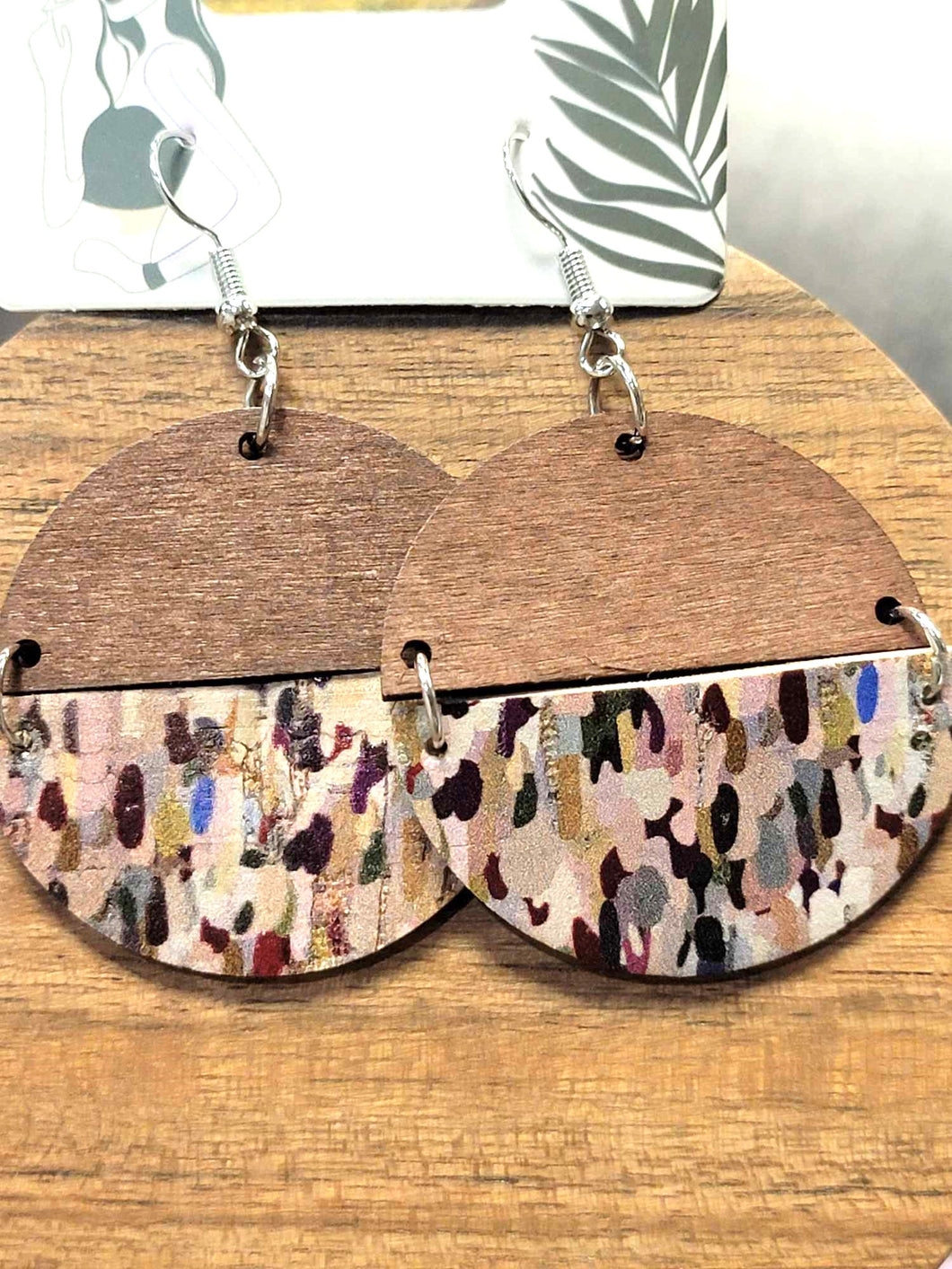Wood and Faux Leather Earrings