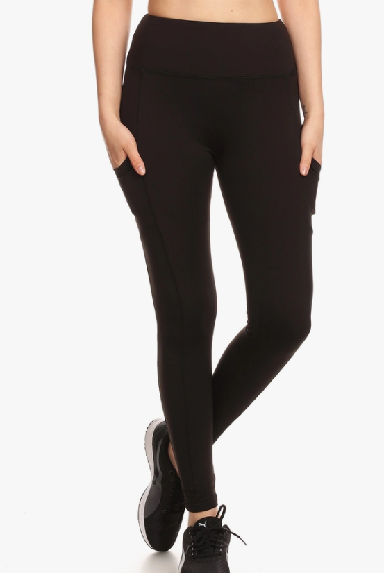 Solid Fleece Lined Sports Leggings