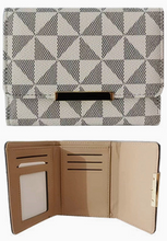 Load image into Gallery viewer, Triangle Checkered Saffiano Tri-Fold Wallet
