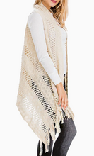 Load image into Gallery viewer, Cable Knitted Fringe Trim Cardigan
