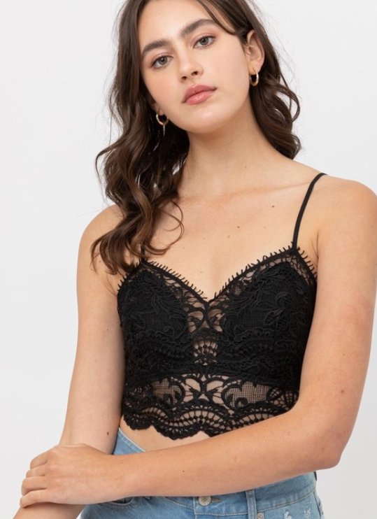 Woven Solid Laced Bralette