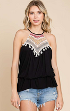 Load image into Gallery viewer, Halter Lace Embroidery Neck Trim Top
