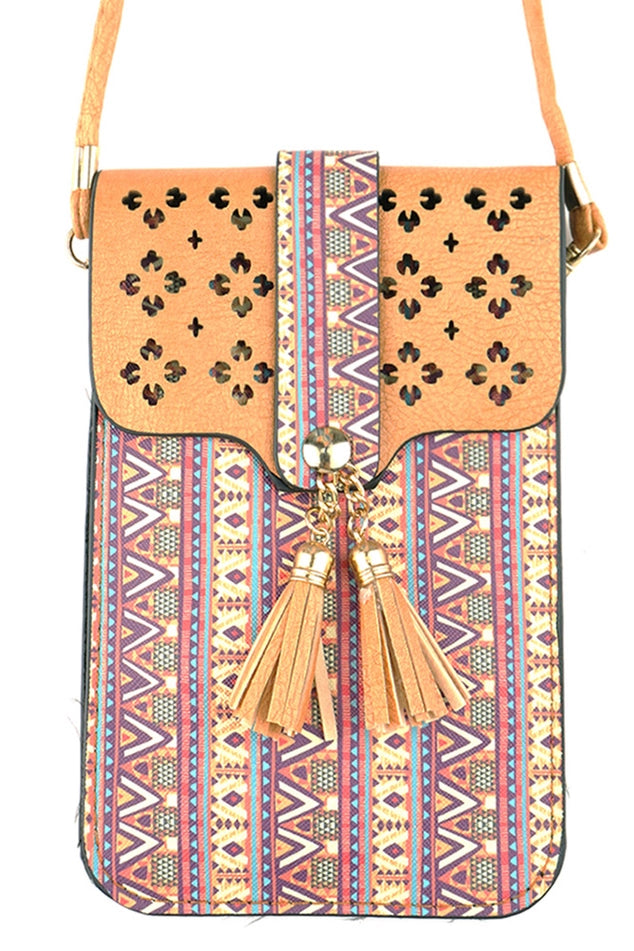 Aztec Cellphone Crossbody With Clear Window