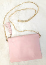 Load image into Gallery viewer, Vegan Leather Gold Chain Tassel Crossbody Bag
