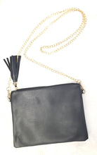 Load image into Gallery viewer, Vegan Leather Gold Chain Tassel Crossbody Bag
