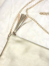 Load image into Gallery viewer, Vegan Leather Gold Chain Tassel Crossbody Bag
