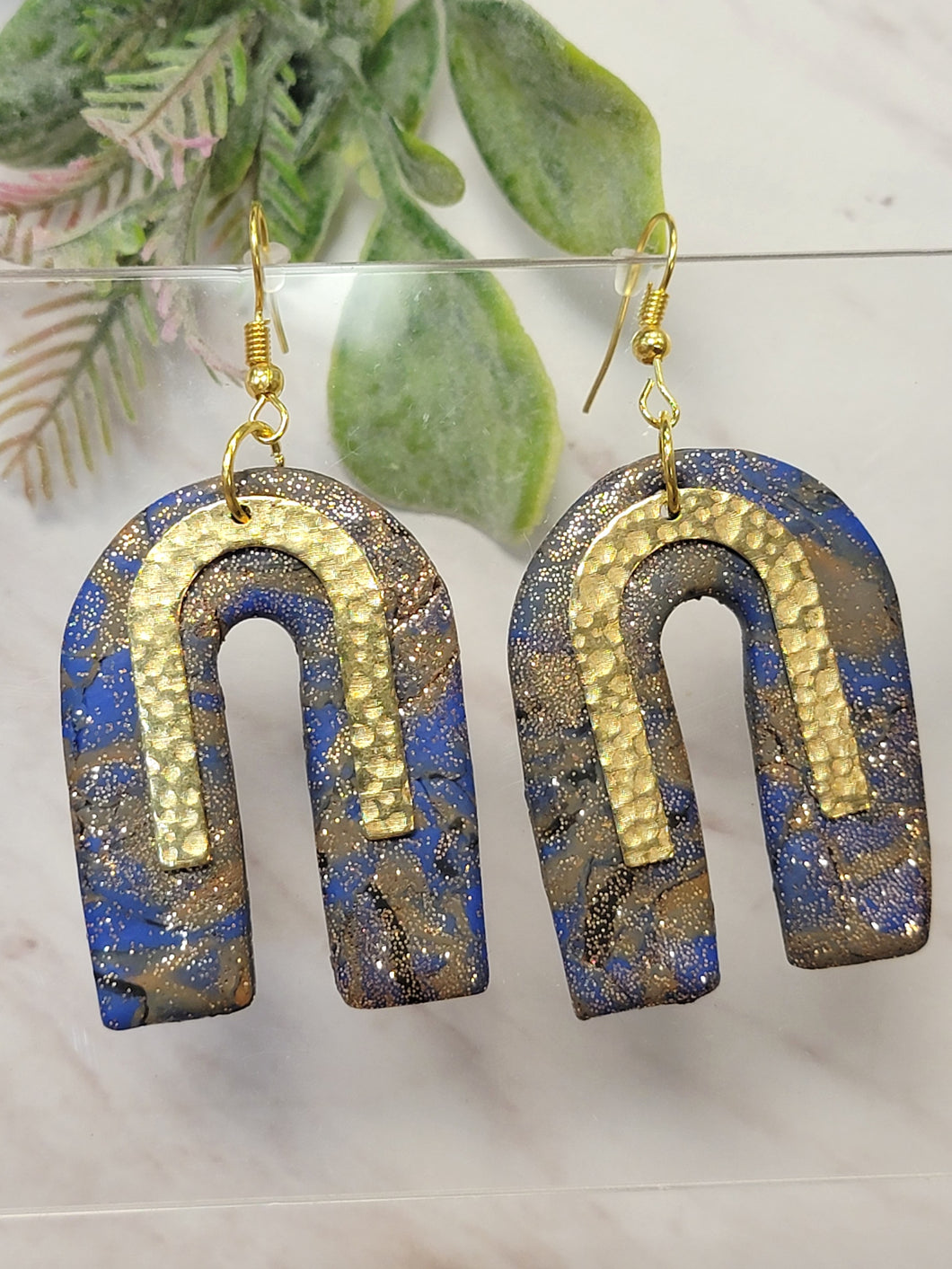 Polymer Clay Earrings Gold Tones